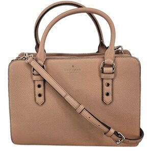 Kate Spade Mulberry Street Lise Pebble Leather Satchel Tan Crossbody Bag Purse